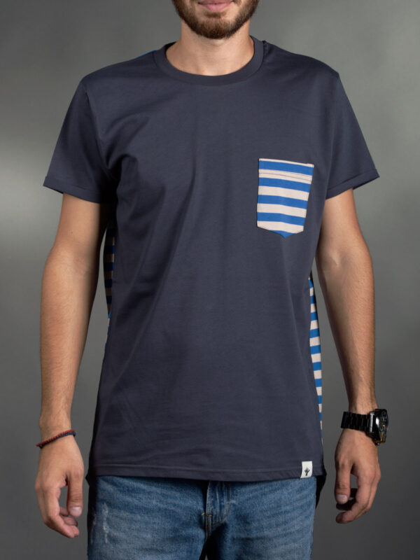 Μπλούζα Sizeplay Μπλέ/Σκούρο Γκρι/Μπέζ Kοντομάνικη long