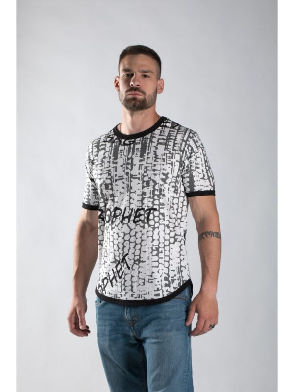 κοντομάνικο μπλουζάκι με στρογγυλάδα  allover Edo